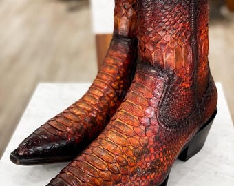 70%-off for Bulk Order, DM! Light Brown Python Skin Boots