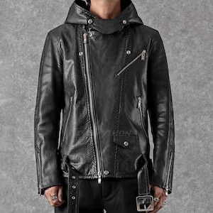70%-off for Bulk Order, DM! Samurai Python Leather Jacket