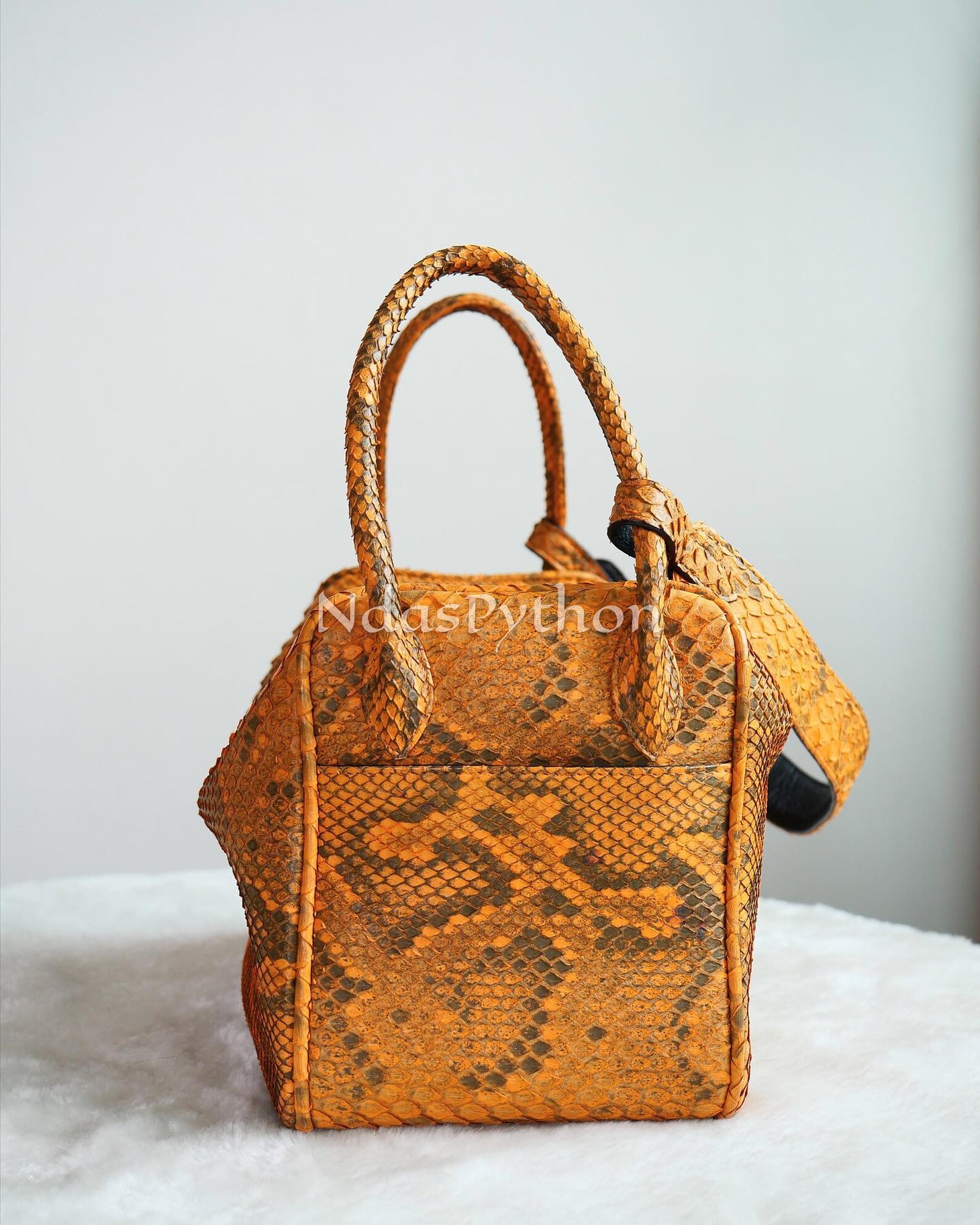 Bronze Genuine Python Top Handle Bag, Real Snake Skin, Natural Python Skin, Genuine Python Bag