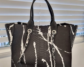 Regenbogen Python Leder Top Griff Tasche