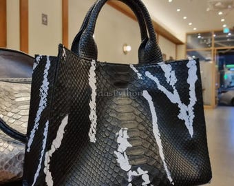 Rainbow Python Leather Top Handle Bag