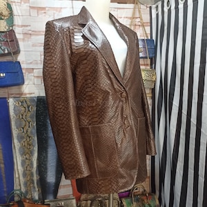 Brown Exotic Genuine Python Blazer, Real Snake Skin, Snake Skin Jacket, , Jacket For Unisex