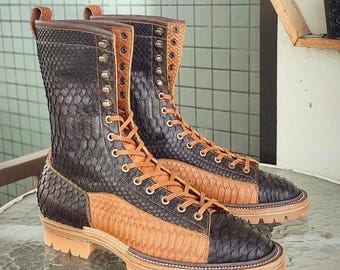 70%-off for Bulk Order, DM! Genuine Black and brown Python Skin Boots