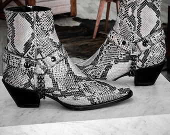 70%-off for Bulk Order, DM! Genuine Natural Color Python Skin Boots