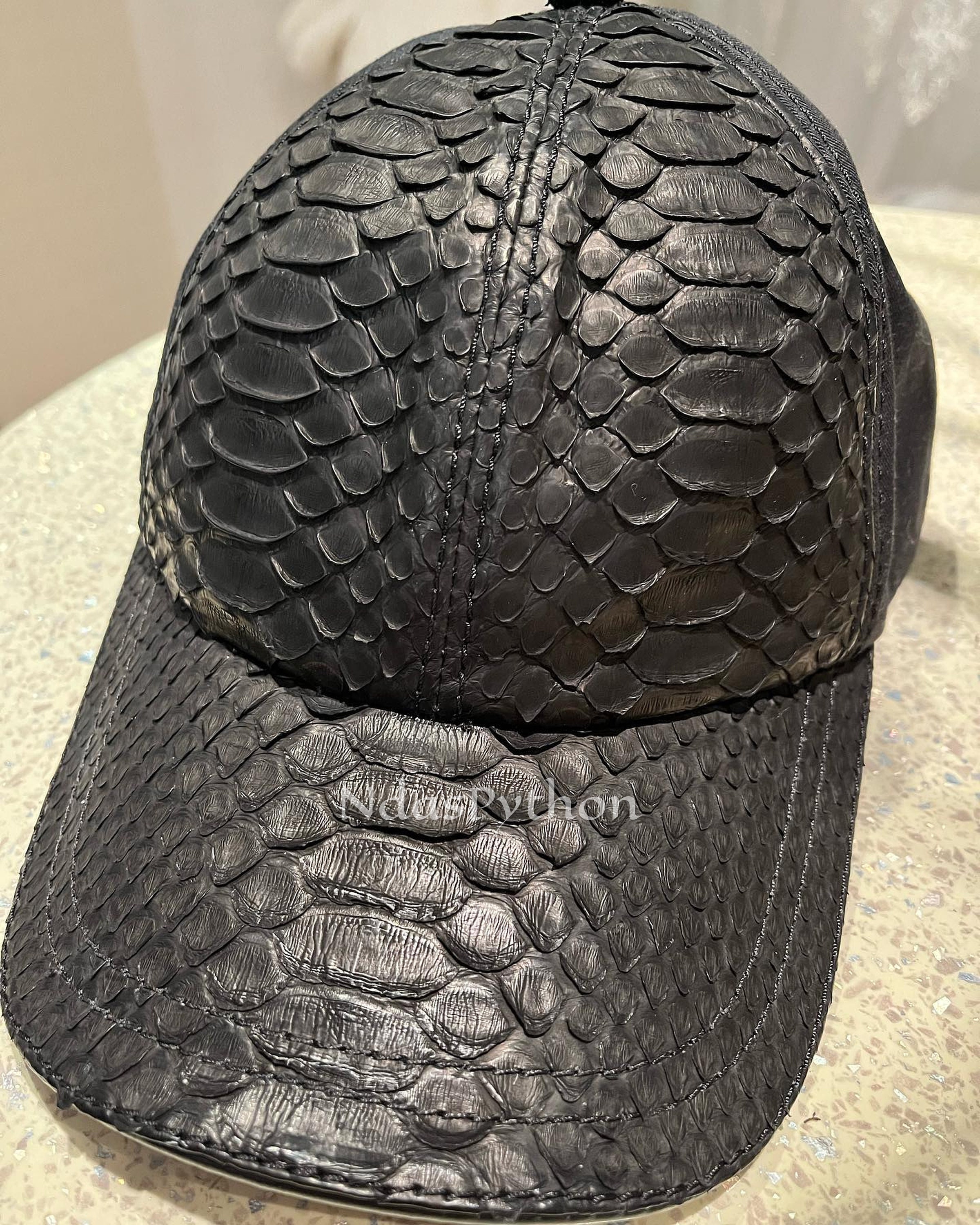 Black Genuine Python Caps, Python Hats, Python Caps, Real Snake Skin ...