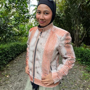 70%-off for Bulk Order, DM! natural peach Exotic Genuine Python Jacket, Real Snake Skin, Snake Skin Jacket, Jacket For Unisex, Summer Jacket