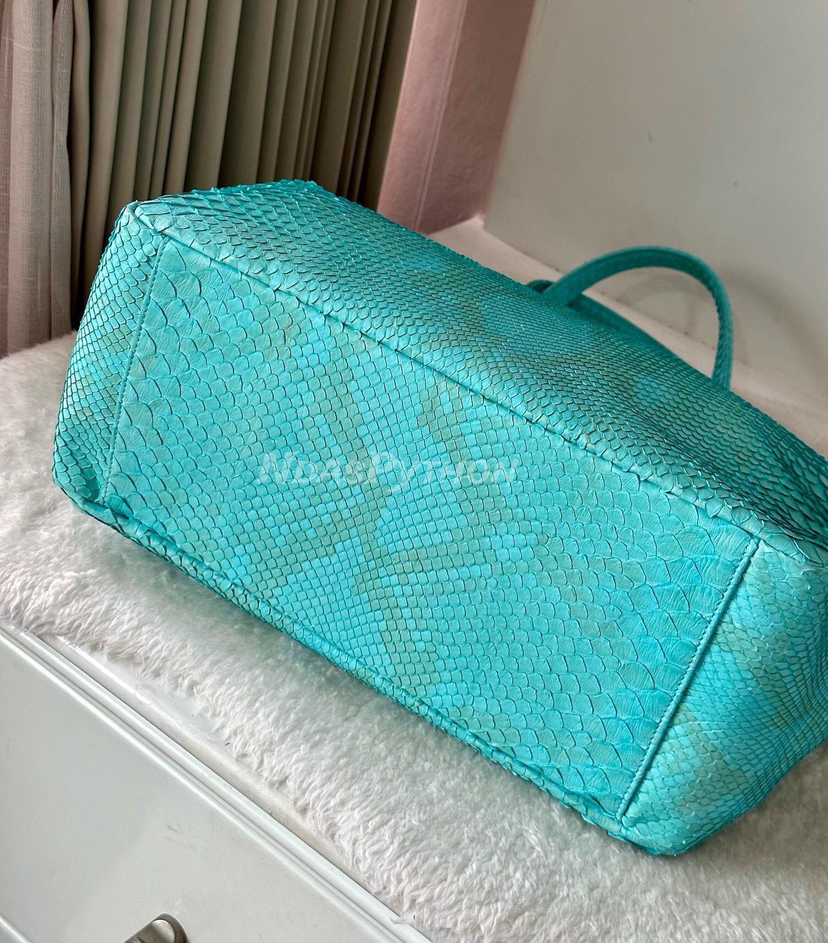Blue Python Leather Top Handle Bag: Exotic Snake Skin Handbag - Etsy