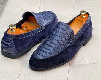 Genuine Blue list Navy Python Skin Loafers