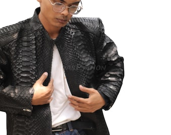 Veste exotique en python dragon et peau de serpent roi - Unisexe