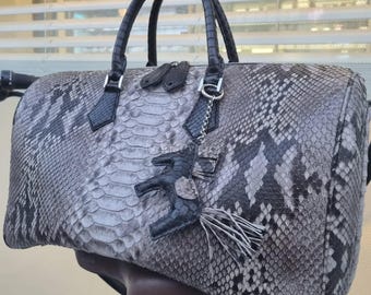 Multicolor Python Top Handle Bag: Exotic Snake Skin Handbag