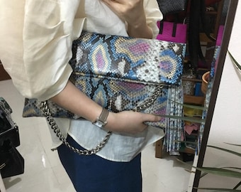 70% korting voor bulkbestelling, DM! Natuurlijke echte python-schoudertas | Natuurlijke pythonhuid | Echte Python-tas | Python-handtas