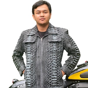 Dragon Antique Exotic Genuine Python Jacket | Real King Snake Skin | Snake Skin Jacket | Reptile Jacket | Jacket For Unisex