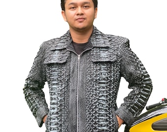Veste exotique en python dragon et peau de serpent roi - Unisexe