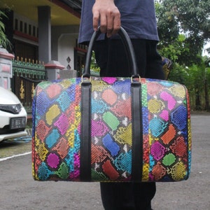 18in Rainbow Genuine Python Top Handle Bag