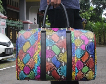 18in Rainbow Genuine Python Top Handle Bag