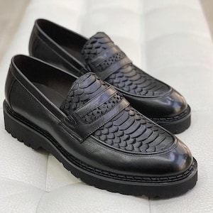 Black Python Skin Mocassin | American Moccasin Shoes
