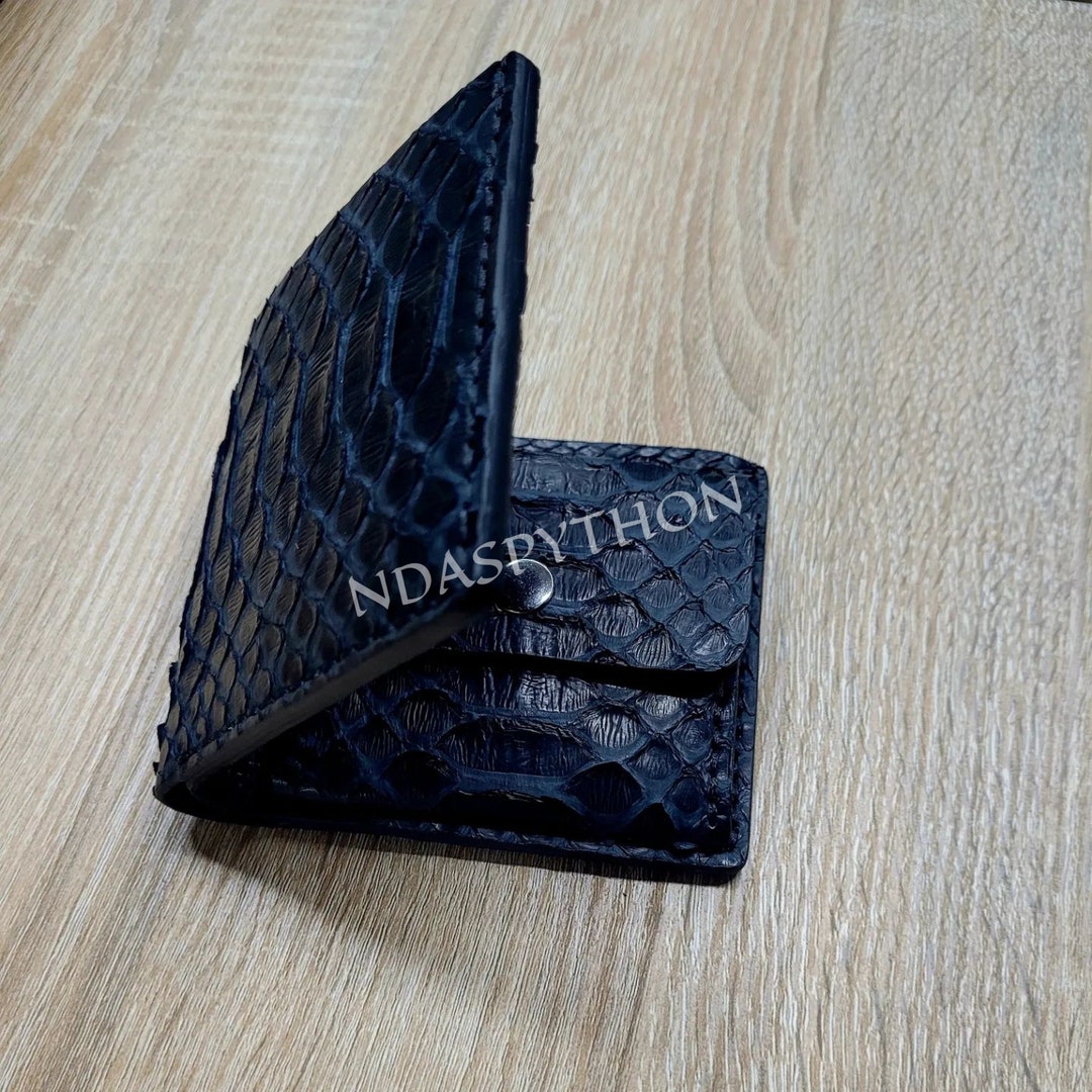 Black Genuine Python Wallet, Python Skin Wallet, Exotic Leather, Luxury ...