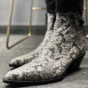 70%-off for Bulk Order, DM! Genuine Natural Color Python Skin Boots