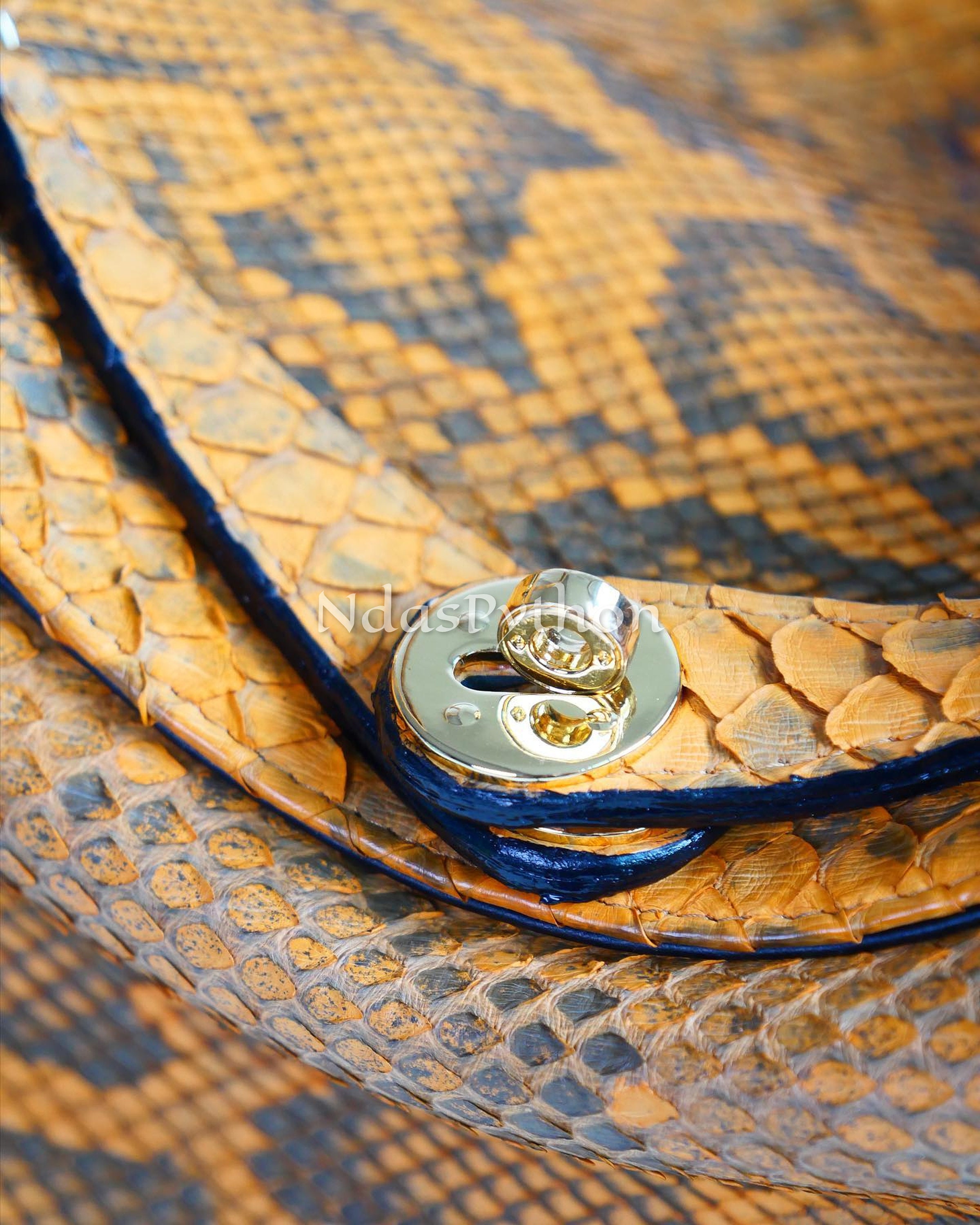 Bronze Genuine Python Top Handle Bag, Real Snake Skin, Natural Python ...