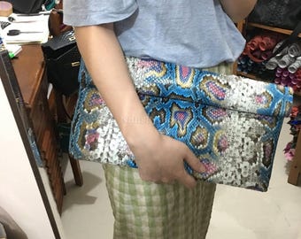 Black Genuine Python Shoulder Bag: Real Python Skin Handbag