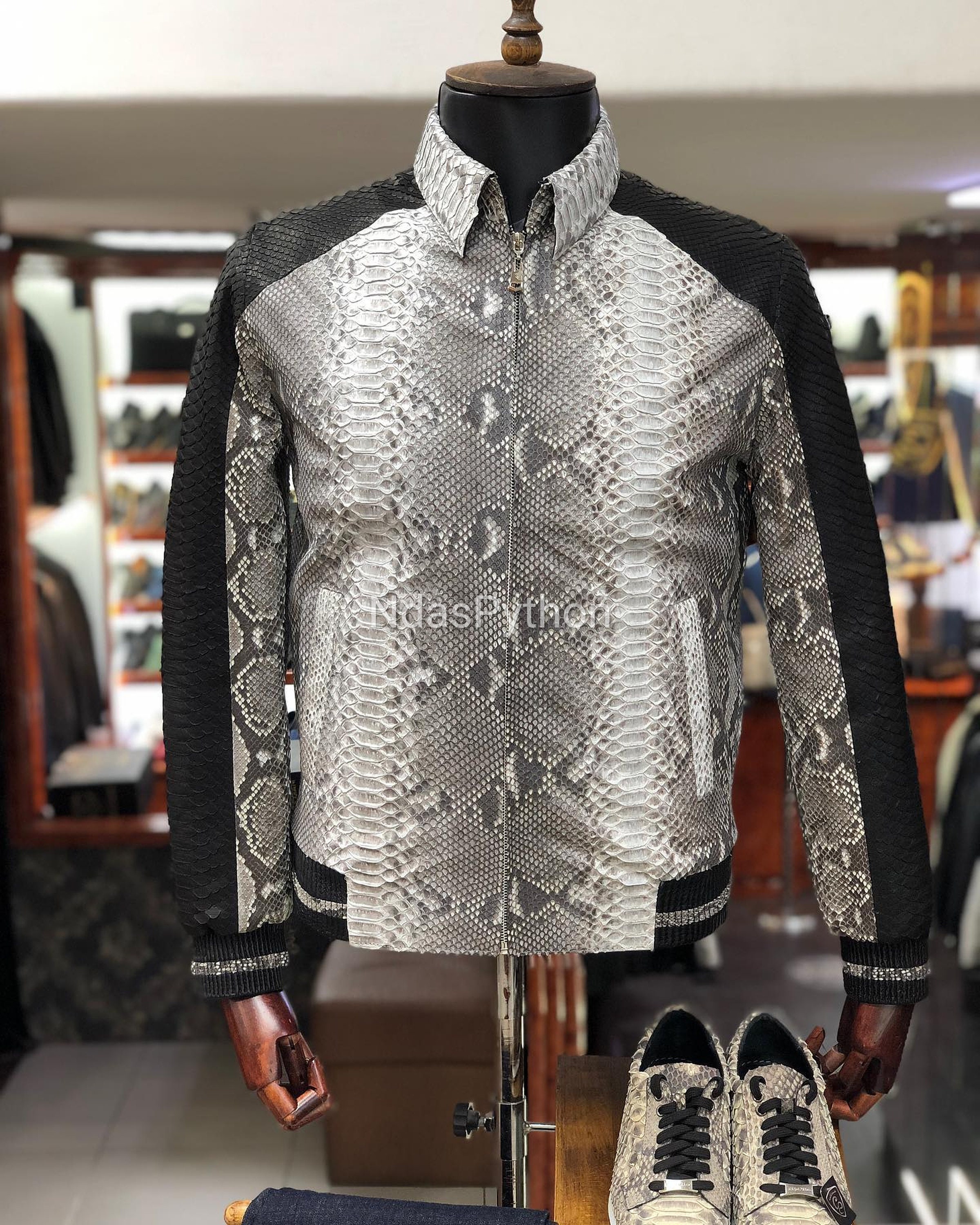 White Exotic Genuine Python Jacket, Real Snake Skin, Snake Skin Jacket ...