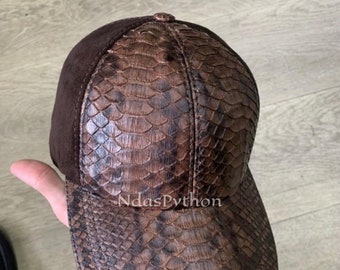 70%-off for Bulk Order, DM! Brown Genuine Python Caps, Python Hats, Python Caps, Real Snake Skin, Snake Skin Hats, Snake Skin Caps