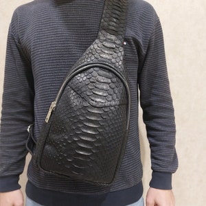 Dragon Black Exotic Genuine Python Shoulder Bag | King Snake Skin Handbag | Genuine Python Handbag | Leather Handbag | Real Snake Skin