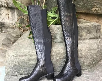 70%-off for Bulk Order, DM! Genuine Black Color Python Skin Women's Boots
