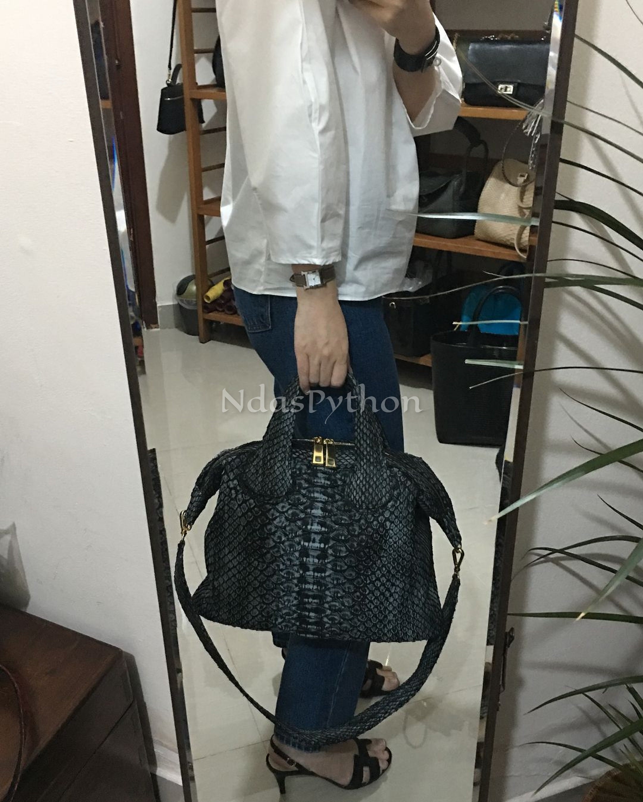 Snakeskin Top Handle Bag – Luxury Noire