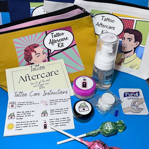 Tattoo Aftercare Kit, Tattoo Skin Care, Ink-EEZE Tattoo Ointment, Fragrance Free Tattoo Care Kit, Tattoo Healing and Care