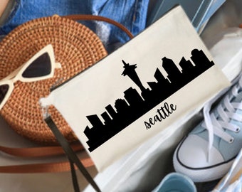 My Hometown City Skyline Pouch, Zipper Pouch, Cosmetic Bag, Pencil Bag, Reusable Pouch, Wristlet