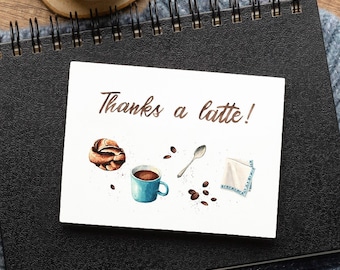 Merci un latte | de voeux | Café et amitié | Carte de remerciement