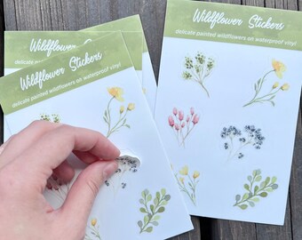 Feuille d'autocollants fleurs | Stickers aquarelle colorés | Autocollants imperméables en vinyle