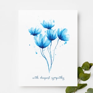 de sympathie fleurs bleues de Zazzle.be Liste d'envies Vous avez des idées ? avec toute notre sympathie | Aquarelle peinte à la main | Condoléances