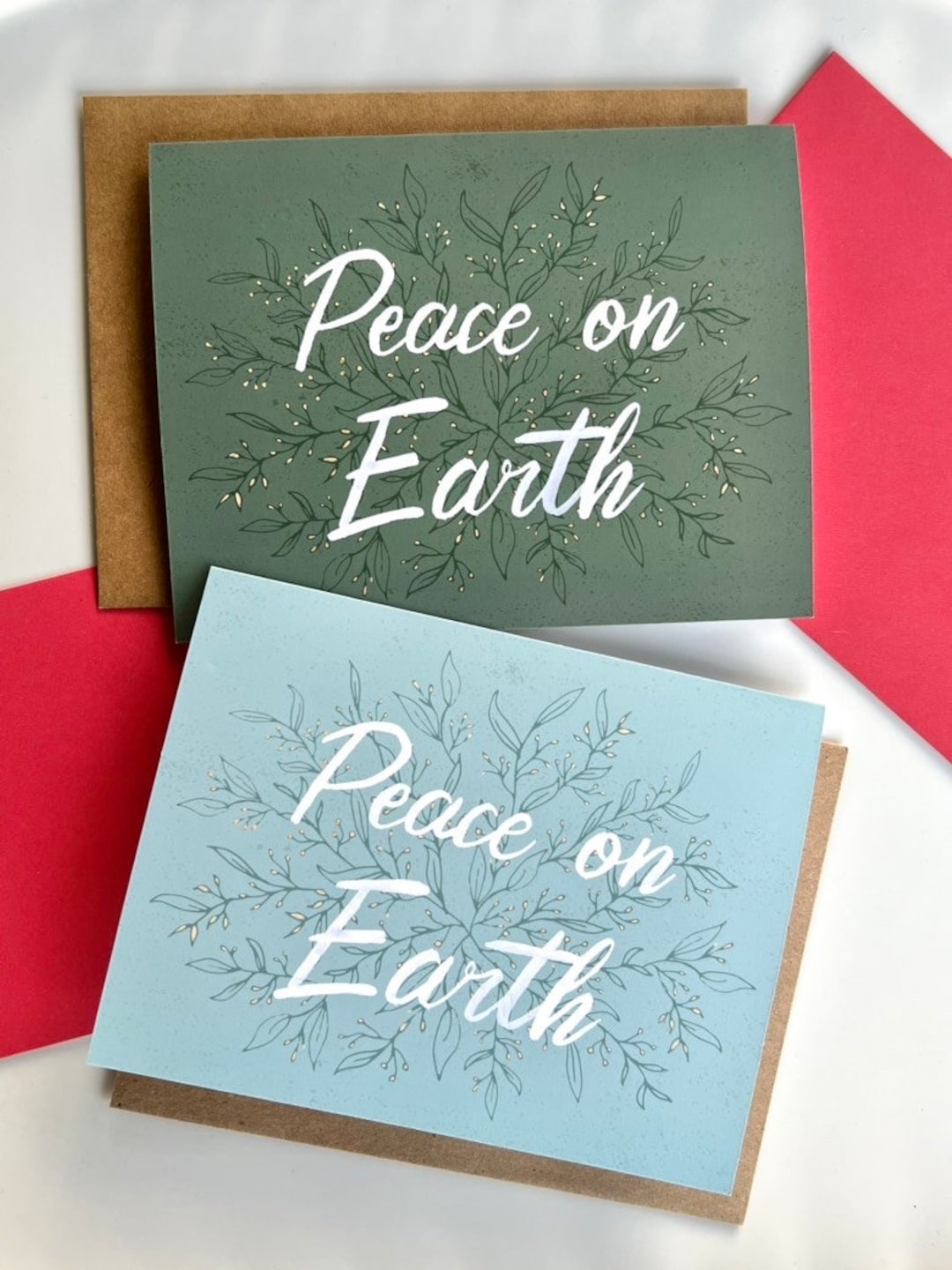 Peace on Earth Card | Christmas Card | Minimalist Holiday Card | Hand ...