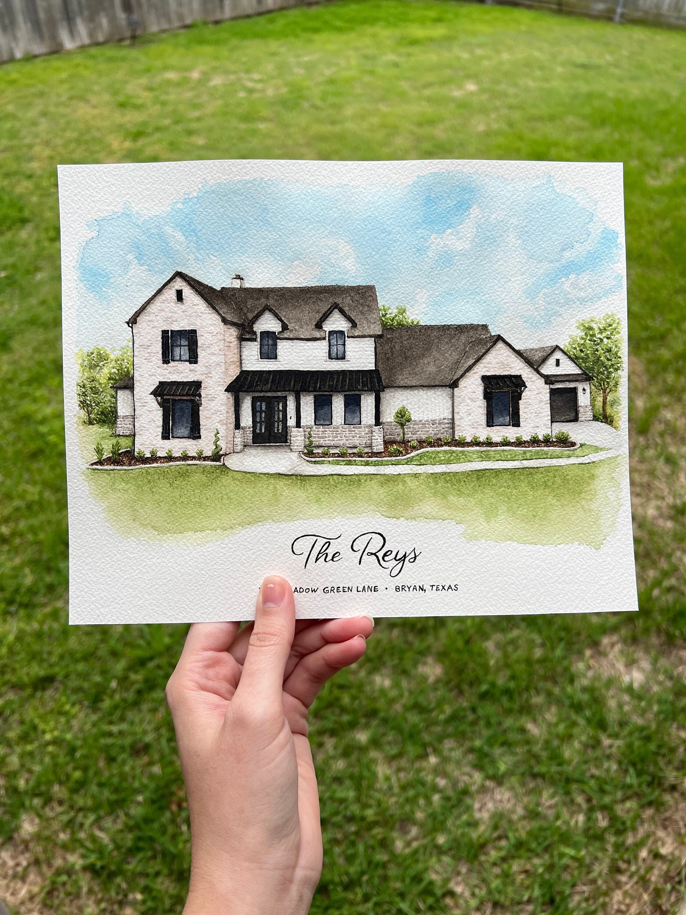 Custom Home Portrait | Hand-painted Watercolor House Illustration ...