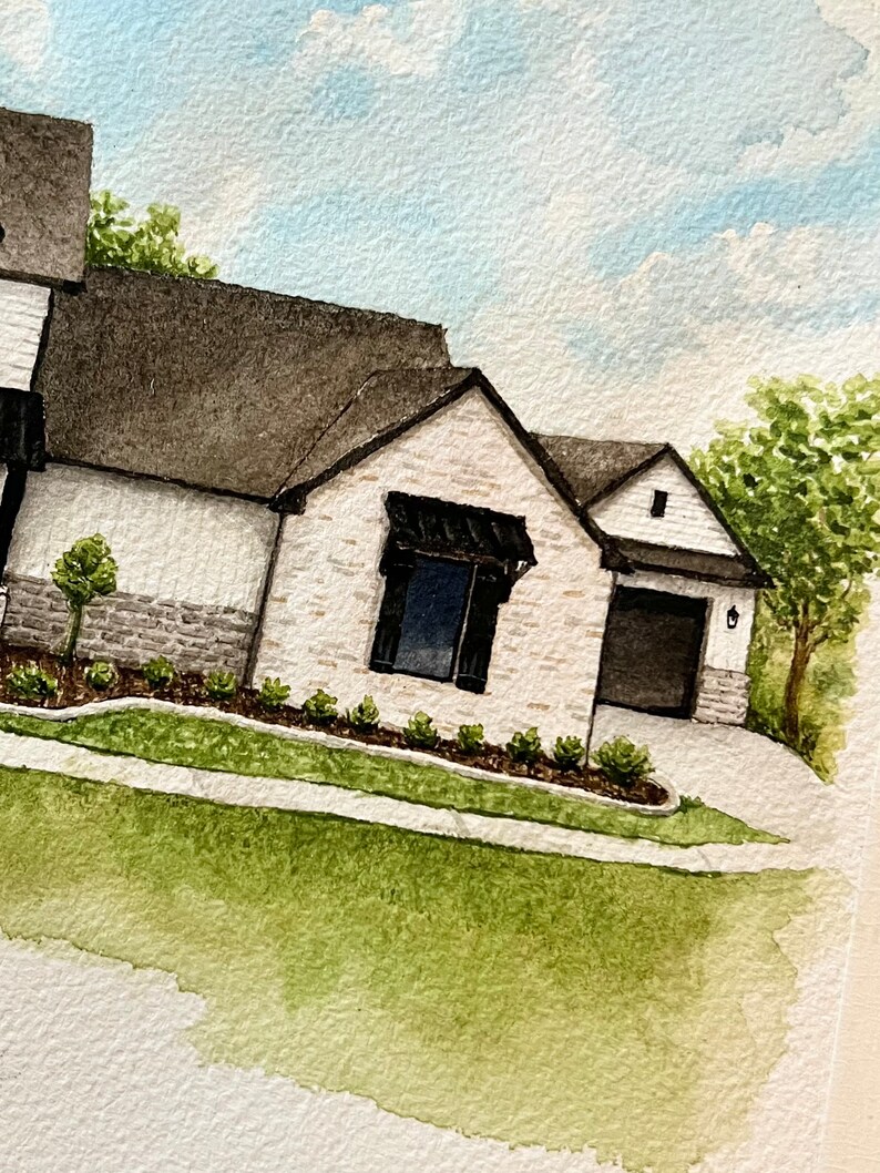 Custom Home Portrait | Hand-painted Watercolor House Illustration ...