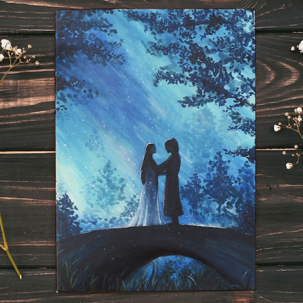 Aragorn and Arwen | Watercolor Art Print | Lord of the Rings | Tolkien | Gift for Her