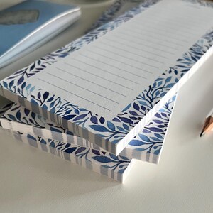 Blue Floral Notepad | Lined Paper, 50 Sheets - Etsy