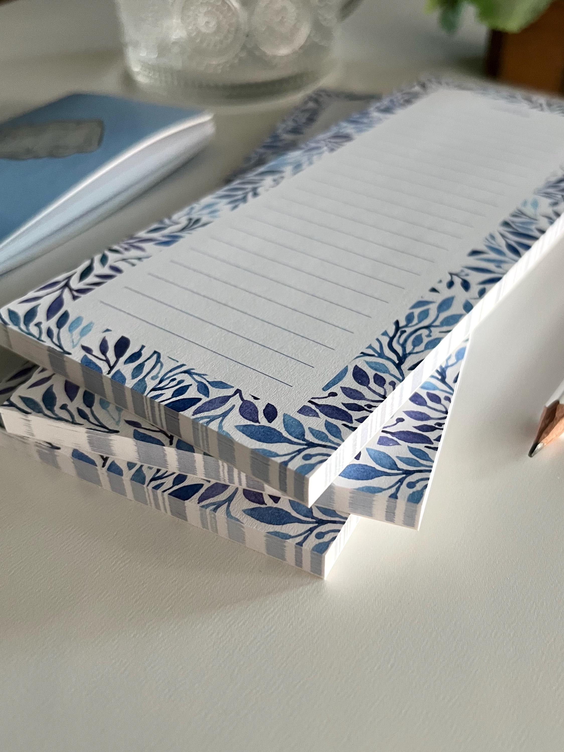 Blue Floral Notepad | Lined Paper, 50 Sheets - Etsy