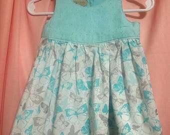 Handmade Aqua Sparkle Butterfly Baby Dress