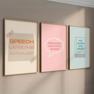 Speech Pathology Poster Bundle Set | Speech Wall Art | Kids Poster | Speech Therapy | We have a way with words slogan | SLP Gift | Digital
