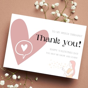 Logopädie Dankeschön Valentinstag Karten | Pädiatrische SLP Liebe Anerkennung Geschenk | Zwei druckbare & digitale Sprachlehrer Kinderkarten