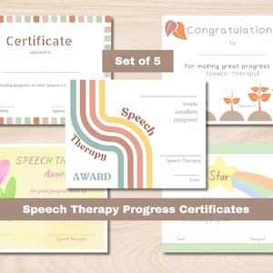 Certificado de Progresso em Fonoaudiologia | Conjunto de 5 designs | Imprimível | Prêmio | Mindset de crescimento em crianças | Fonoaudióloga Pediátrica | Download digital