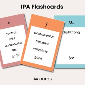 Tarjetas didácticas IPA / Tarjetas de logopedia imprimibles / Material de estudio digital / Recurso educativo del alfabeto fonético internacional codificado por colores
