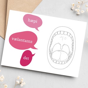 Carte IPA de la Saint-Valentin | Carte imprimable de symbole phonétique d’orthophonie | Carte de téléchargement numérique Mouth Happy Valentines Day | Cadeau pour orthophoniste