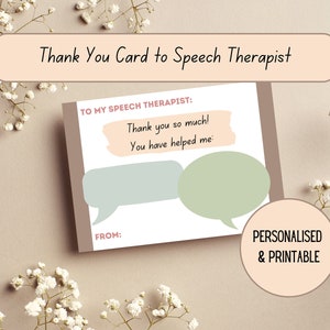 Carte de remerciement pour mon orthophoniste | Modèle et option de personnalisation | Carte imprimable | Reconnaissant pour SLP | Cadeau d'orthophoniste