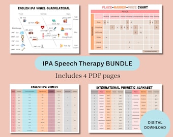 IPA Speech Therapy Bundle | Set of 4 PDF | Consonants & Vowels | International Phonetic Alphabet | slp | Educational resource | Study IPA