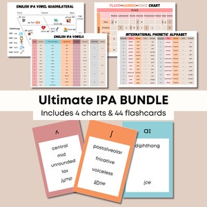 Ultieme IPA-bundel | Internationaal fonetisch alfabet logopedieschema | Afdrukbare medeklinker- en klinkerflitskaarten | Educatieve hulpbron