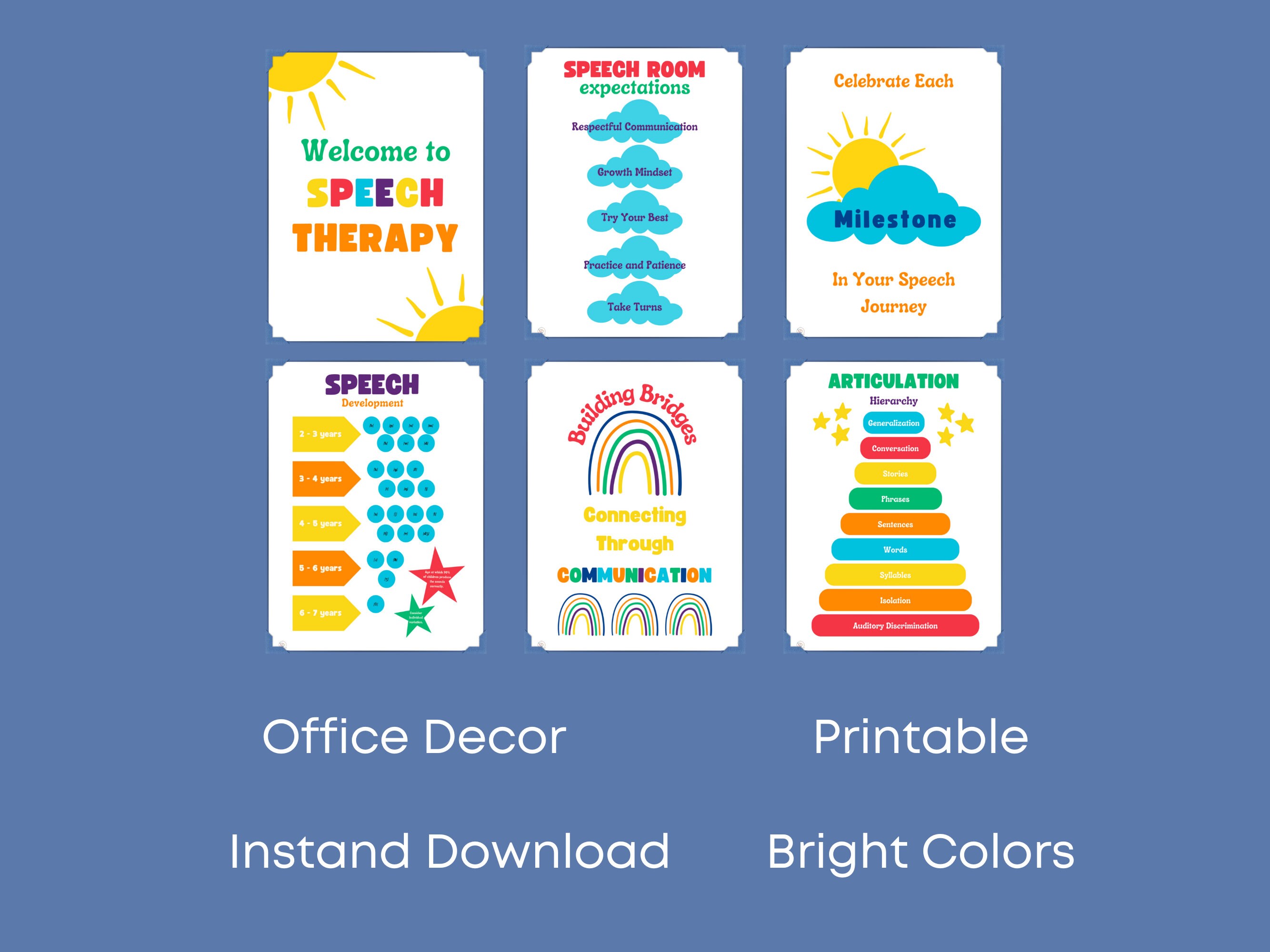 SLP Office Decor Poster Bundle | Speech Therapy Art (PDF Printable) - Etsy